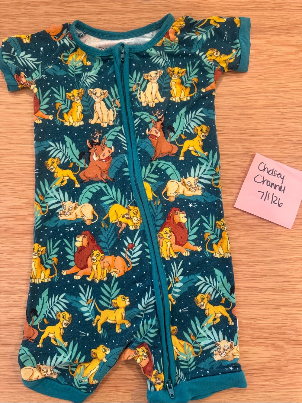 Little Sleepies Lion King  Teal Lion Print Zip One-Piece Romper